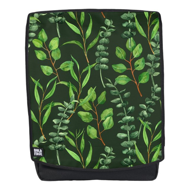 Mochila Eucalipto sobre verde oscuro (Anverso)