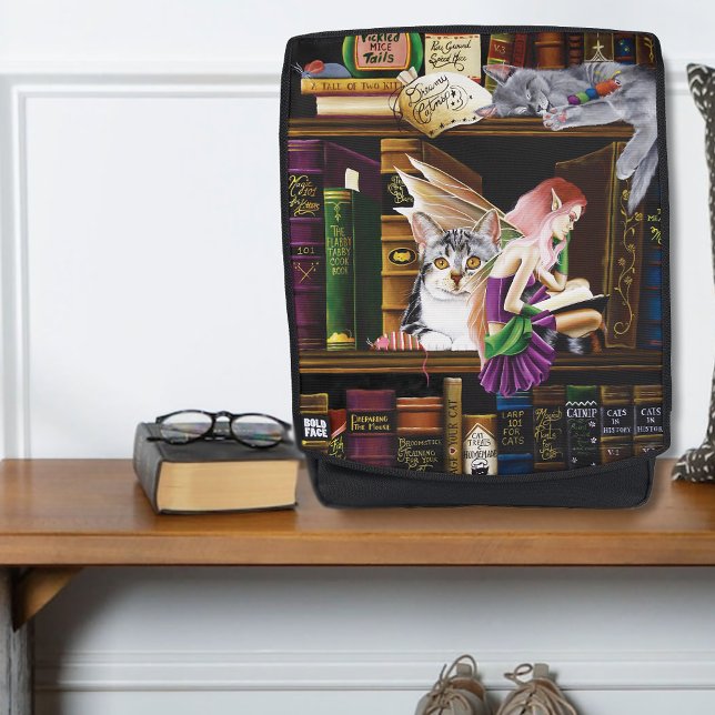 Mochila Fairy Cats Books Library Fantasy (Subido por el creador)