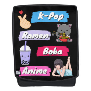 Mochila Fanático de la cultura popular K-Pop, Ramen, Boba
