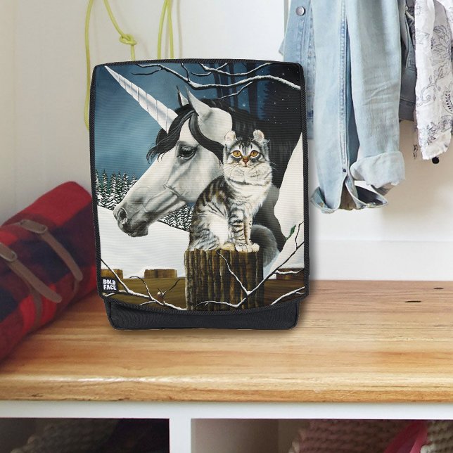 Mochila Fantasía de gato tabby de unicornio blanco (Subido por el creador)