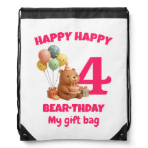 FELIZ CUMPLEAÑOS Osito de peluche de 4º cumpleaños