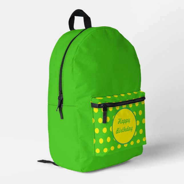 Mochila feliz cumpleaños (verde neón y amarillo ne (Esquina izquierda trasera)