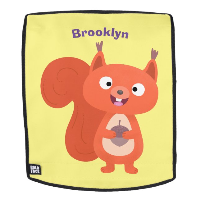 Mochila Feliz ilustracion de personalizado de ardilla roja (Cara extraíble)