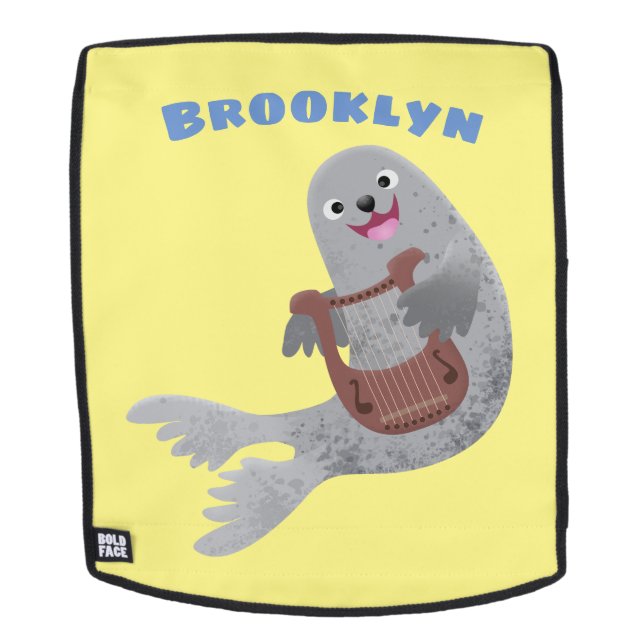 Mochila Feliz ilustracion de personalizado de foca de arpa (Cara extraíble)