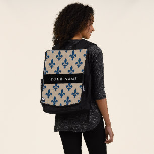 Mochila Fleur de Lis, Azul Marino sobre Beige, Real, Tu No