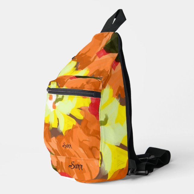 Mochila : Flor Amarilla Naranja . (Esquina derecha)