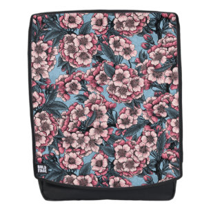 Mochila Flor de cerezo en rosa y azul