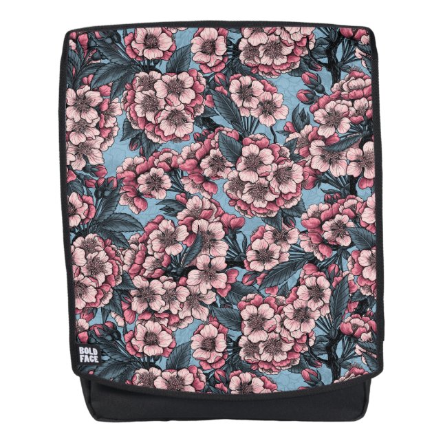 Mochila Flor de cerezo en rosa y azul (Anverso)