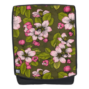 Mochila Flor de manzana en verde oscuro