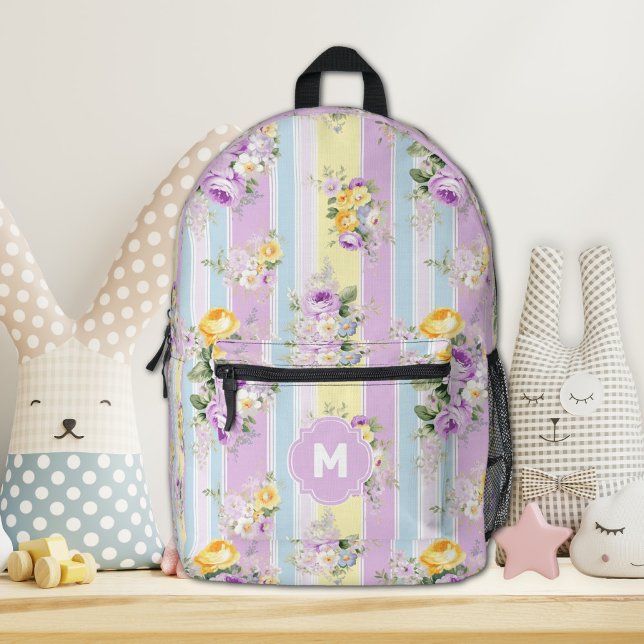 Mochila floral de lavanda a rayas personalizada (Subido por el creador)