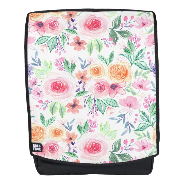Mochila Flores acuarelas y hojas (Anverso)