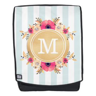 Mochila Flores acuáticas de tiras de tinta Monograma de or