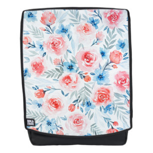 Mochila Flores Azules Roses Rosa Patrón Floral acuarela