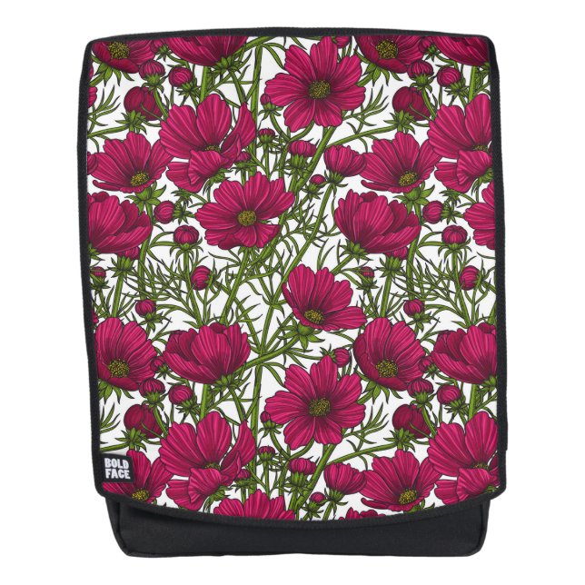 Mochila Flores Cosmos rosadas (Anverso)