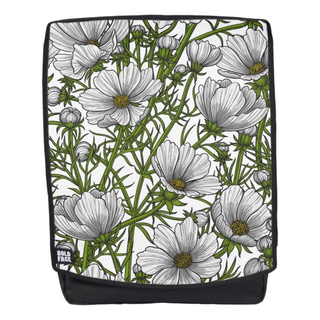 Mochila Flores de cosmos blancos (Anverso)
