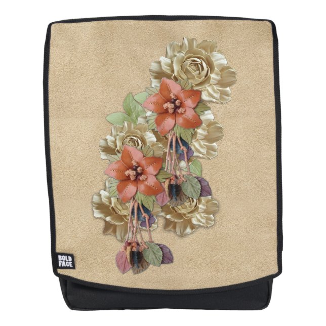 Mochila Flores de cuero en Ante (Anverso)