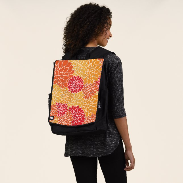 Mochila Flores De Dahlia, Patrón De Flores, Naranja Dahlia (Puesto)