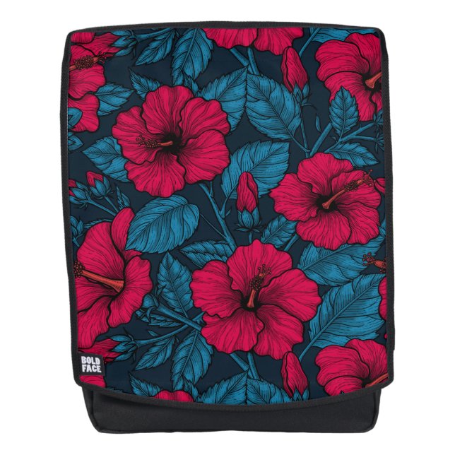 Mochila Flores de hibiscos rojos (Anverso)