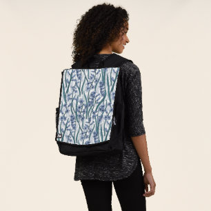 Mochila Flores de jacinto azul sobre blanco