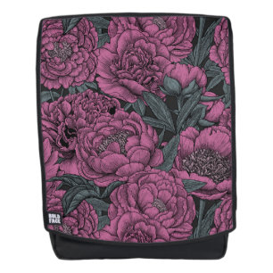 Mochila Flores de peonía púrpura