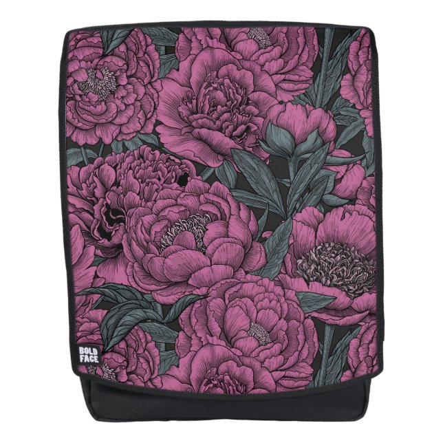 Mochila Flores de peonía púrpura (Anverso)