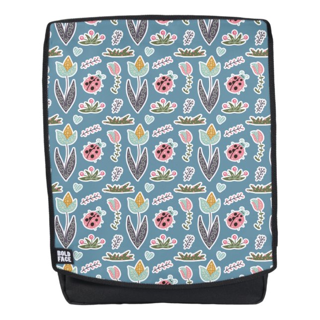 Mochila Flores de primavera y patrón de parásitos (Anverso)
