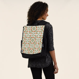 Mochila Flores Naranjas, Patrón Floral, Verdor, Boho