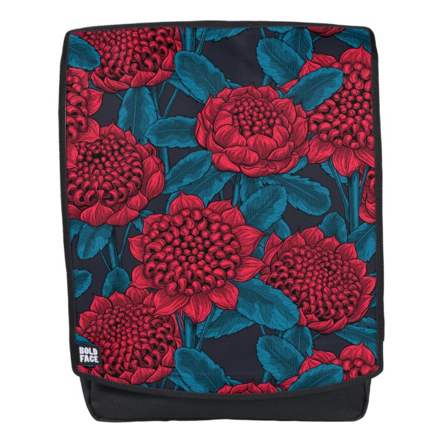 Mochila Flores rojas de waratah (Anverso)