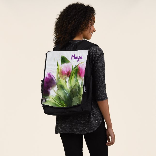 Mochila Flores Rosa Y Púrpura (Puesto)