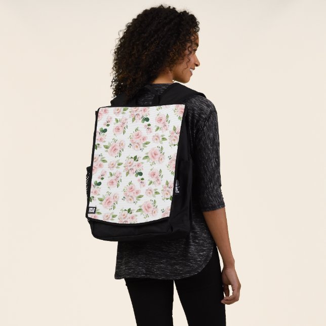 Mochila Flores rosadas, rosas rosadas, flores acuáticas (Puesto)