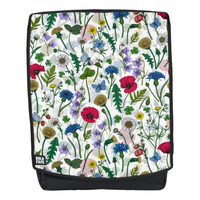 Mochila Flores silvestres en blanco roto (Anverso)