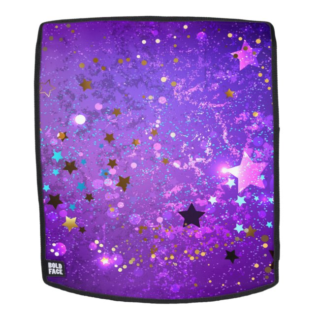 Mochila Fondo de Relieve metalizado púrpura con estrellas (Cara extraíble)