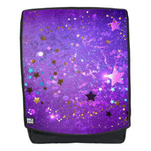 Mochila Fondo de Relieve metalizado púrpura con estrellas