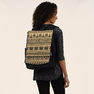 Mochila Frote griego, patrón mediterráneo, marrón