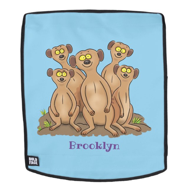 Mochila Funny meerkat ilustracion personalizado familiar (Cara extraíble)