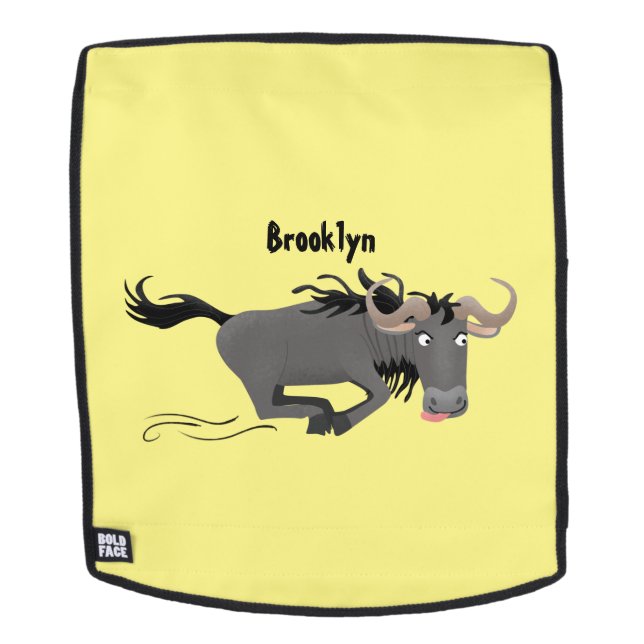 Mochila Funny Wildebeest corriendo ilustracion personaliza (Cara extraíble)