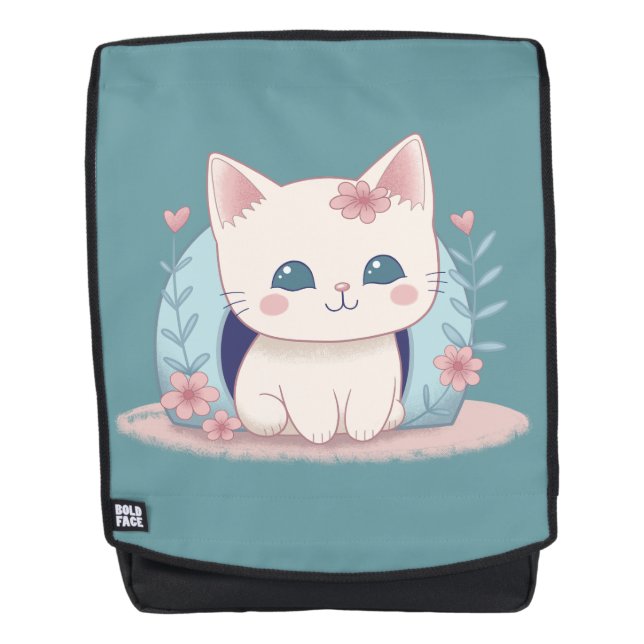 Mochila Gato bonito y feliz con una casa (Anverso)