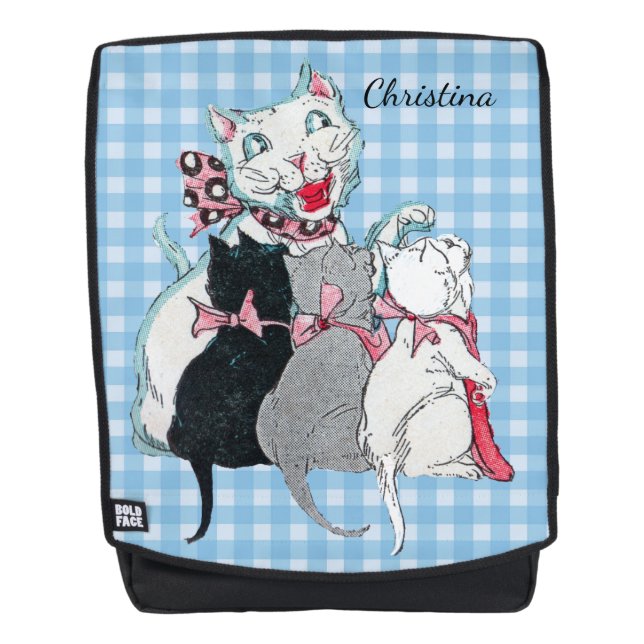 Mochila Gato Madre Blanca Sonriente Con Tres Golpes De Gat (Anverso)