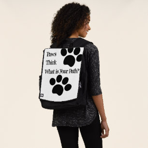 Mochila Gato negro patas de perro, pausa, piensa en tu cam