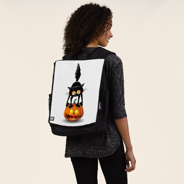 Mochila Gato Personalizado asustado de Halloween en calaba (Puesto)