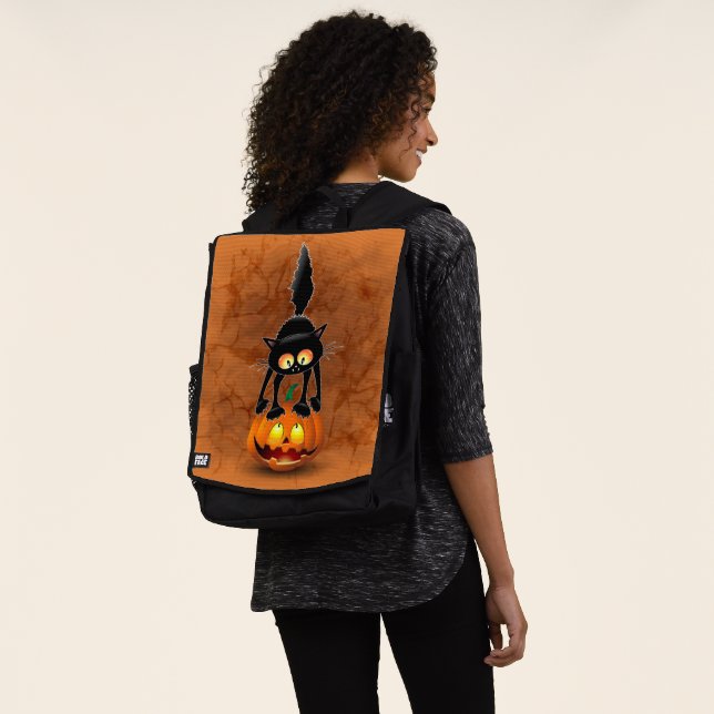 Mochila Gato Personalizado asustado de Halloween en calaba (Puesto)