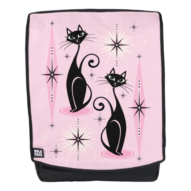 Mochila Gatos atómicos retro de mediados de siglo (Anverso)