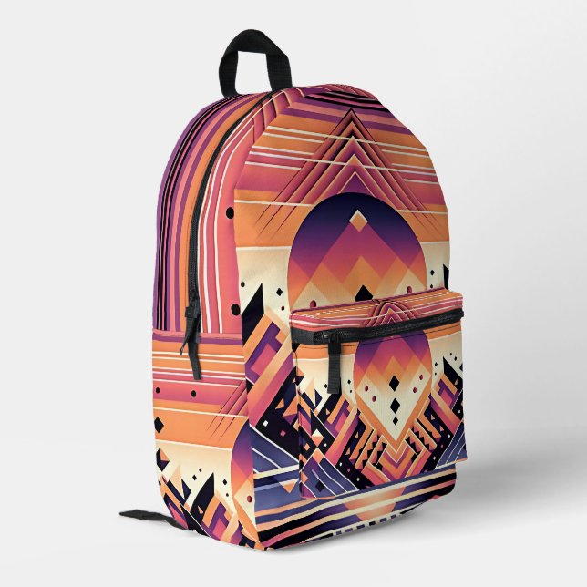 Mochila geométrica de puesta de sol - La simetría  (Esquina izquierda trasera)