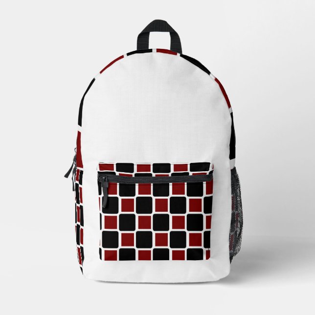 Mochila Geométrica Moderna y Roja Profunda . (Anverso)