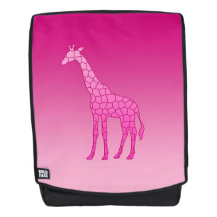 Mochila Girafa geométrica moderna, fucsia y rosa claro