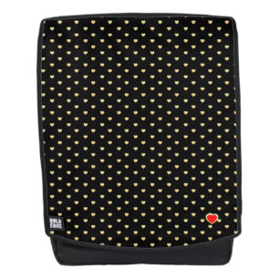 Mochila Girly Hearts Gold Faux Relieve metalizado Black Pa