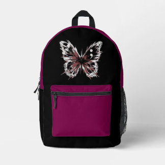 Mochila gótica de mariposa negra y magenta