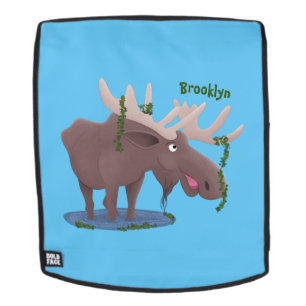 Mochila Gracioso ilustracion personalizado de alce feliz
