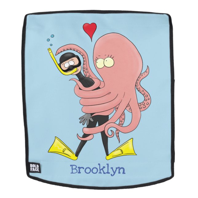 Mochila Gracioso pulpo abrazos buceo humor personalizado (Cara extraíble)