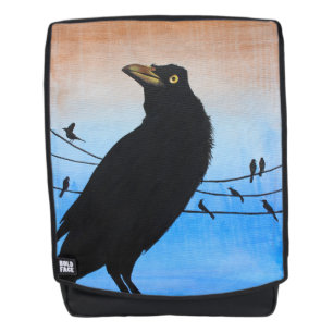 Mochila Grajo Austin Texas Pájaro Negro Pintura de Vida Si